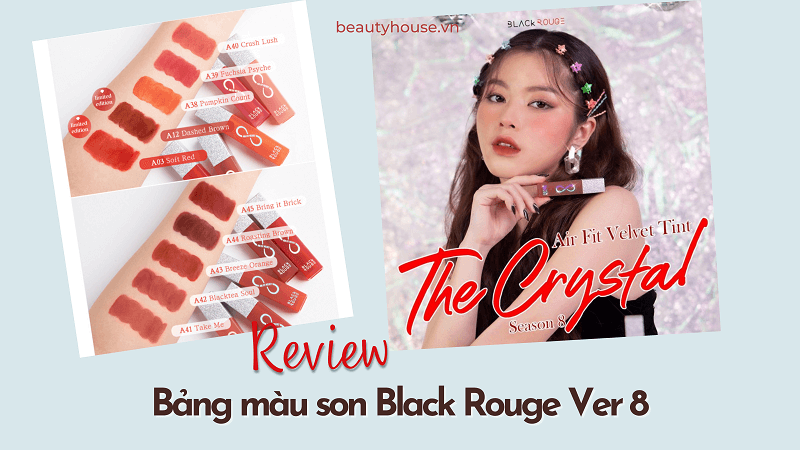 Bảng màu son Black Rouge mới nhất 2021 - Air Fit Velvet Tint The Crystal 