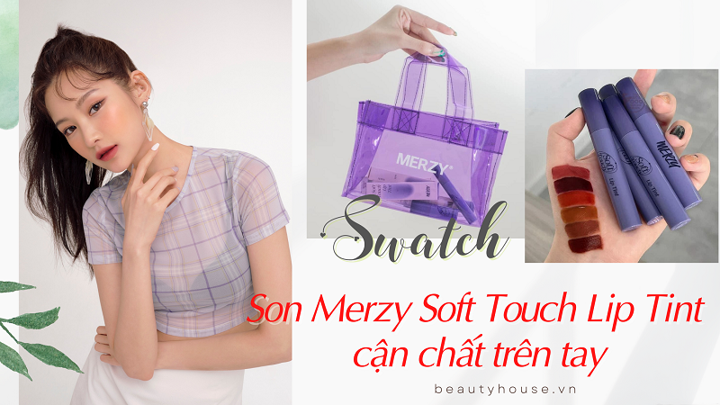 Swatch son Merzy Soft Touch Lip Tint cận chất trên tay
